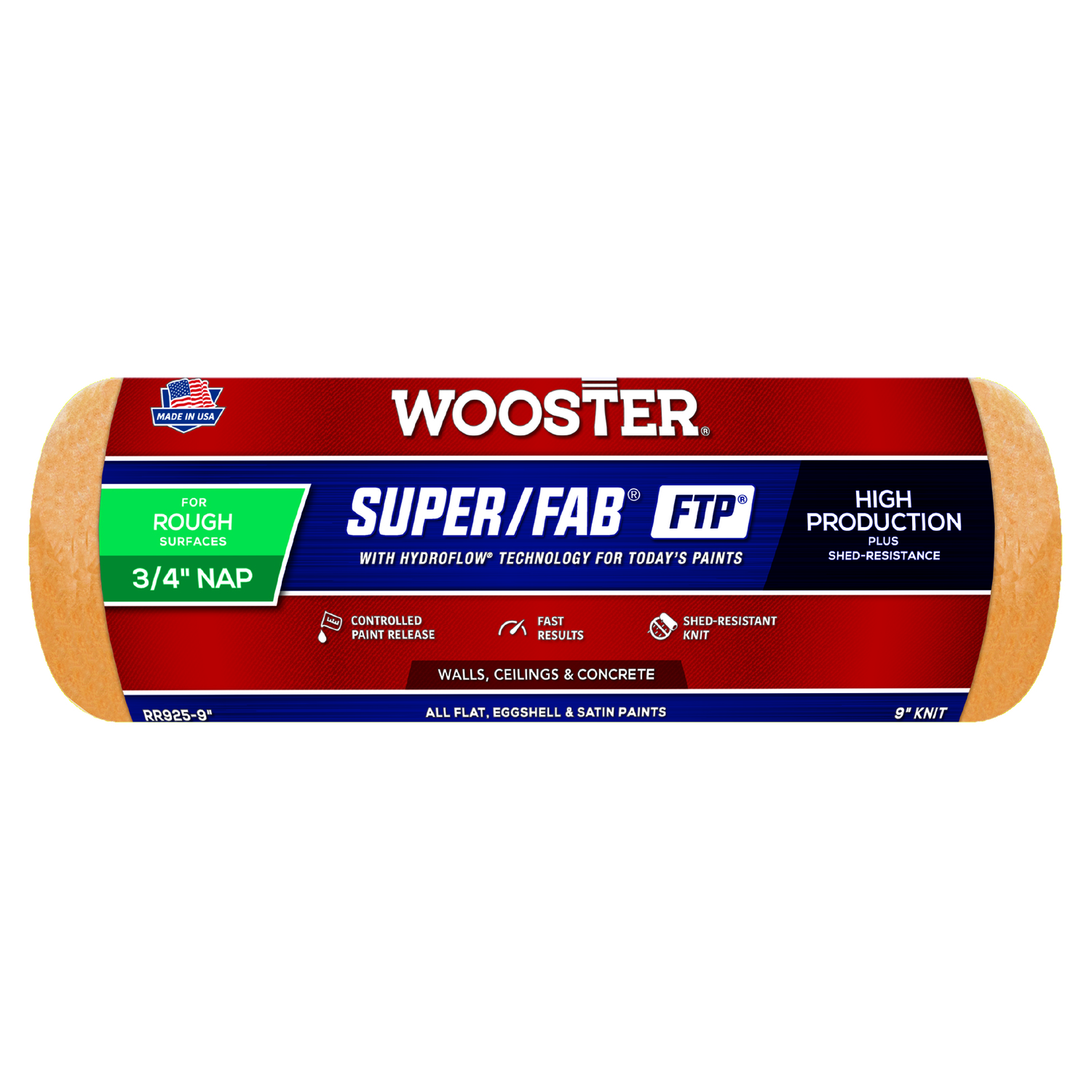 Wooster Super/Fab FTP Synthetic Blend 9 in. W X 3/4 in. Regular Paint Roller Cover 1 pk - Intensery