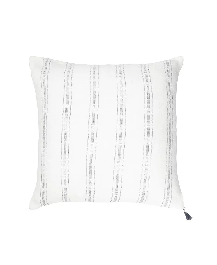 Anaya Home White With Grey Stripes So Soft Linen Down Alternative Throw Pillow - Intensery