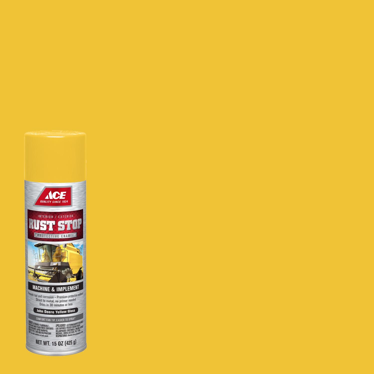 Ace Rust Stop Machine \u0026 Implement Gloss John Deere Yellow Protective Enamel Spray Paint 15 oz - Intensery