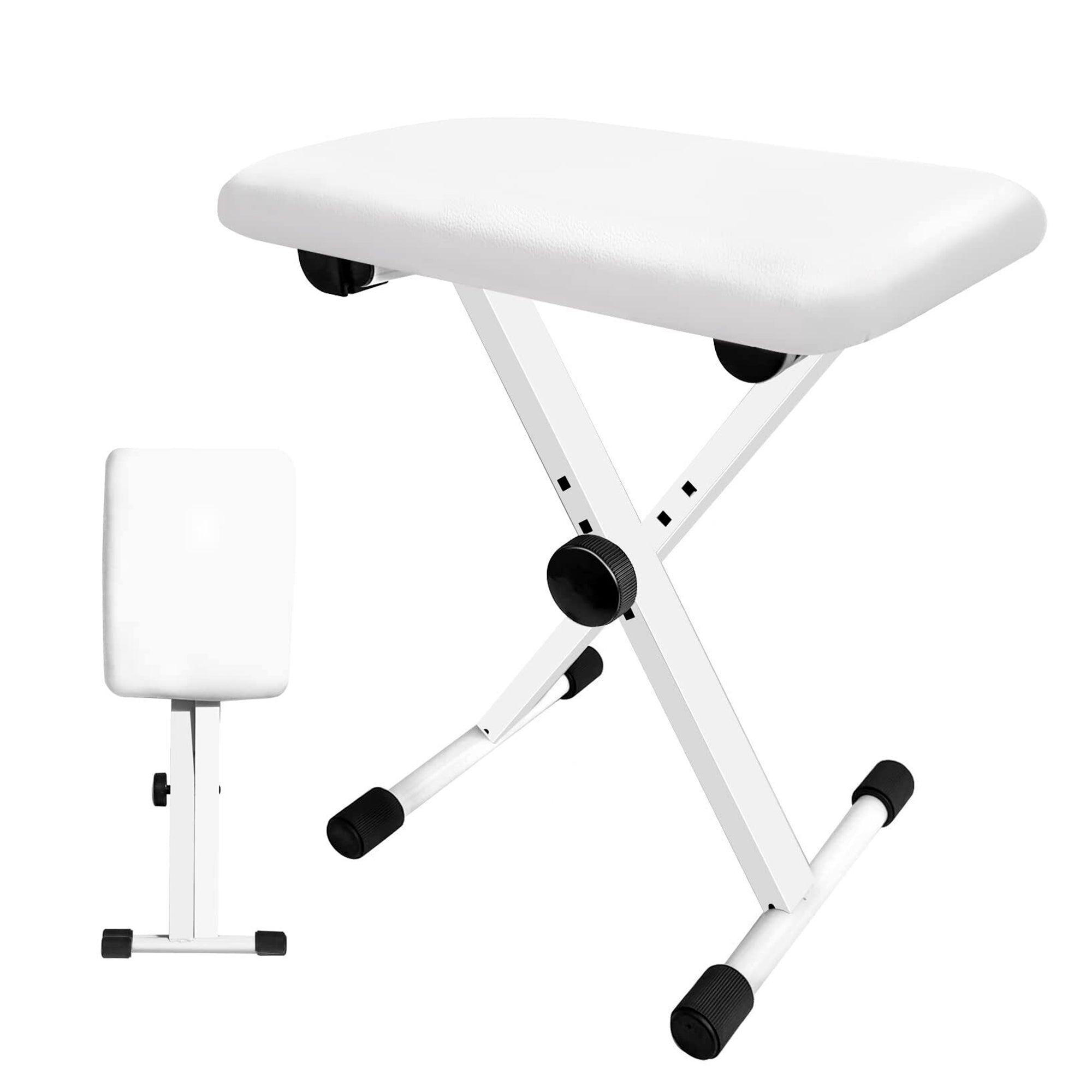 5Core Portable Piano Keyboard Music X-Style Adjustable Padded Stool Chair Seat Bench White KBB 02 WH - Intensery