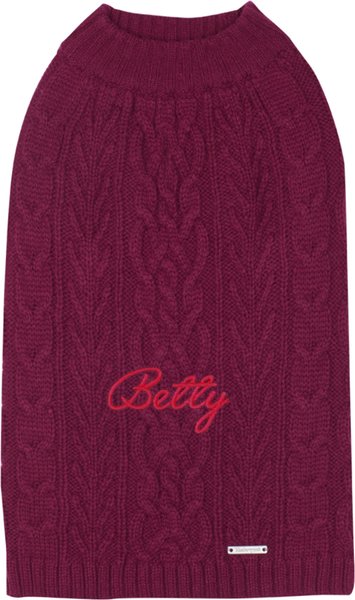 Blueberry Pet Classic Wool Blend Cable Knit Pullover Personalized Dog Sweater - Intensery