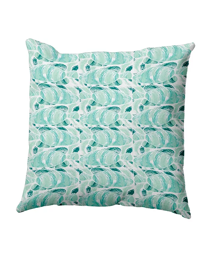 E by Design Fishwich 16 Inch Teal Decorative Coastal Throw Pillow - Intensery
