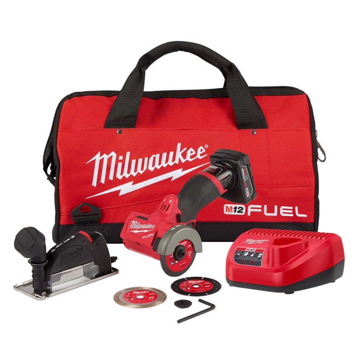 Milwaukee M12 Fuel 12 V 3 in. Cordless Brushless Compact Cut-Off Tool Kit (Battery \u0026 Charger) - Intensery