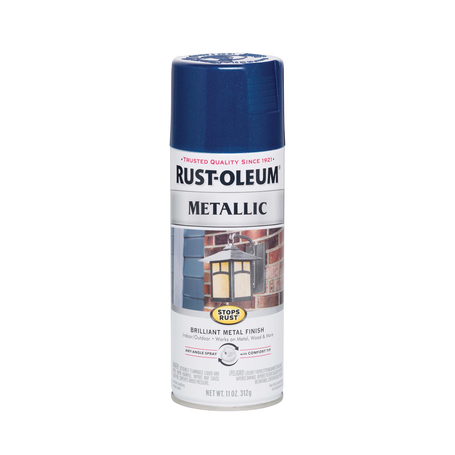 Rust-Oleum Stops Rust Cobalt Blue Metallic Spray Paint 11 oz - Intensery