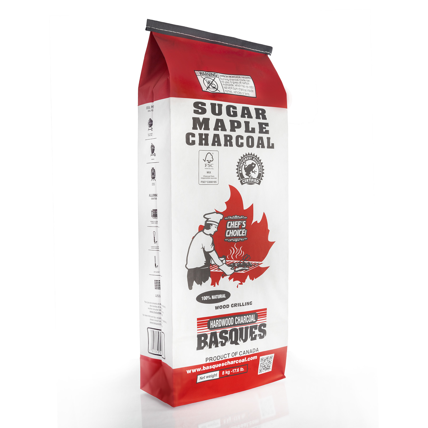 Basques Sugar Maple All Natural Hardwood Lump Charcoal 17.6 lb - Intensery