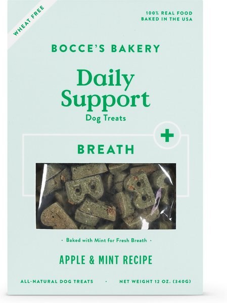 Bocce's Bakery Daily Support Breath Aid Apple and Mint Recipe Dog Treat - Intensery