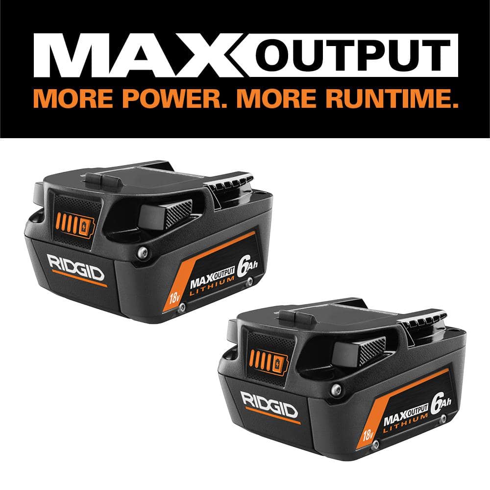 RIDGID 18V 6.0 Ah MAX Output Lithium-Ion Batteries (2-Pack) AC840060PN - Intensery