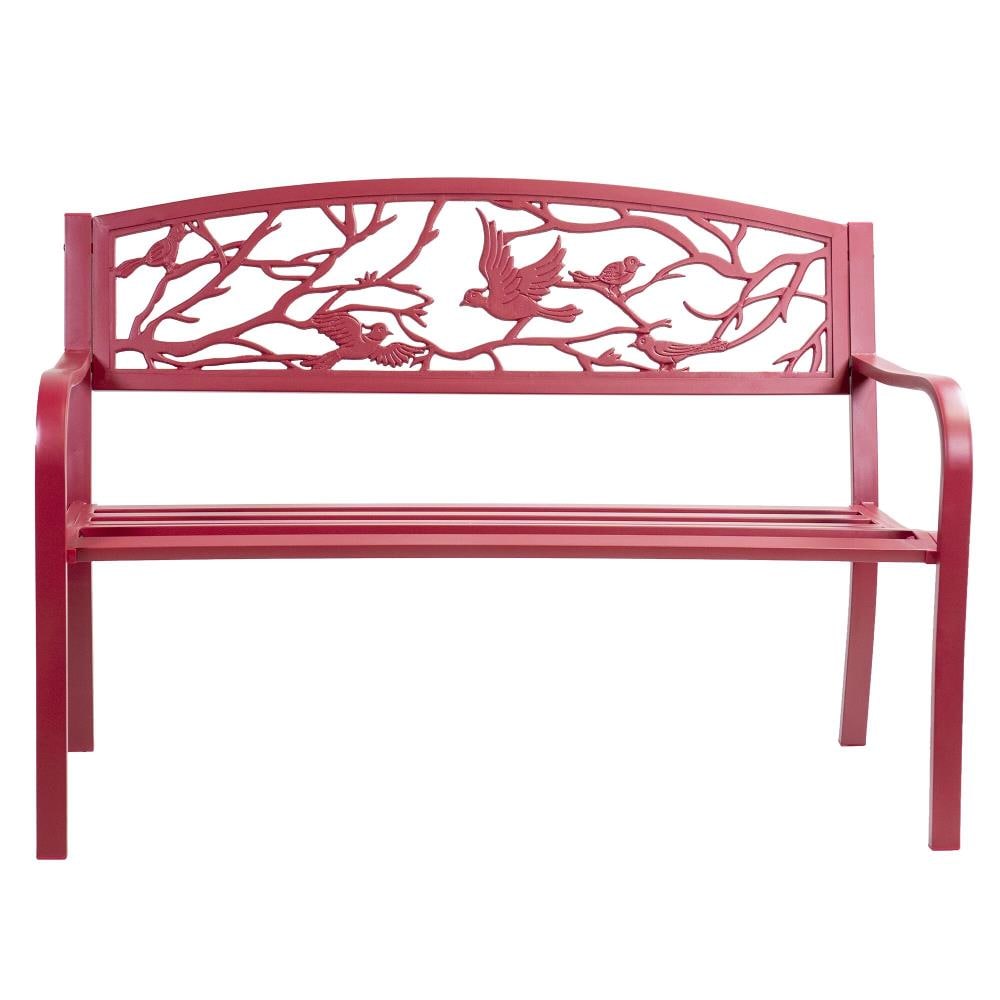 Patio Premier 48.5-in W x 34.5-in H Red Steel Traditional Bench 2L3049 - Intensery