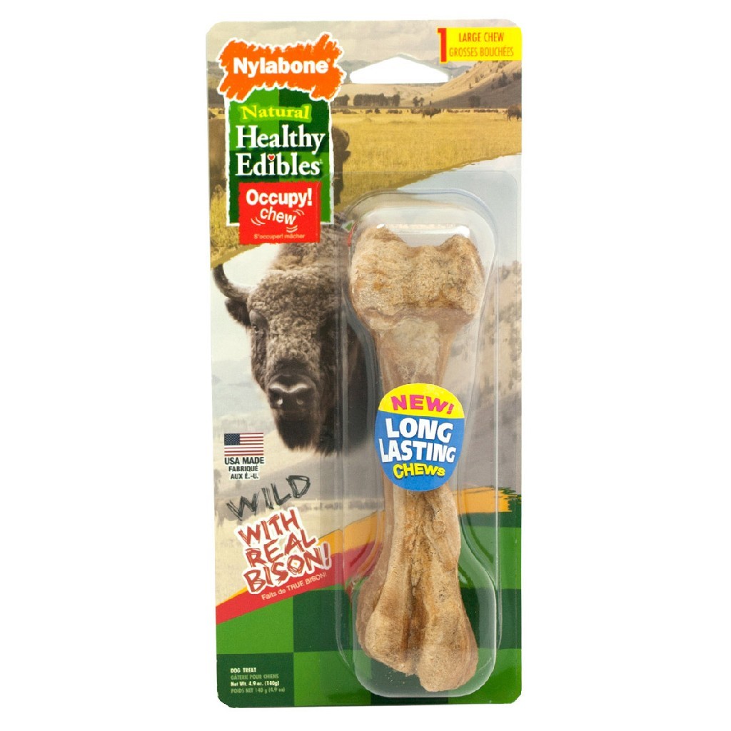Nylabone Healthy Edibles Wild Chew Treats Bison Large 1 count - Nylabone NEB203P - Intensery