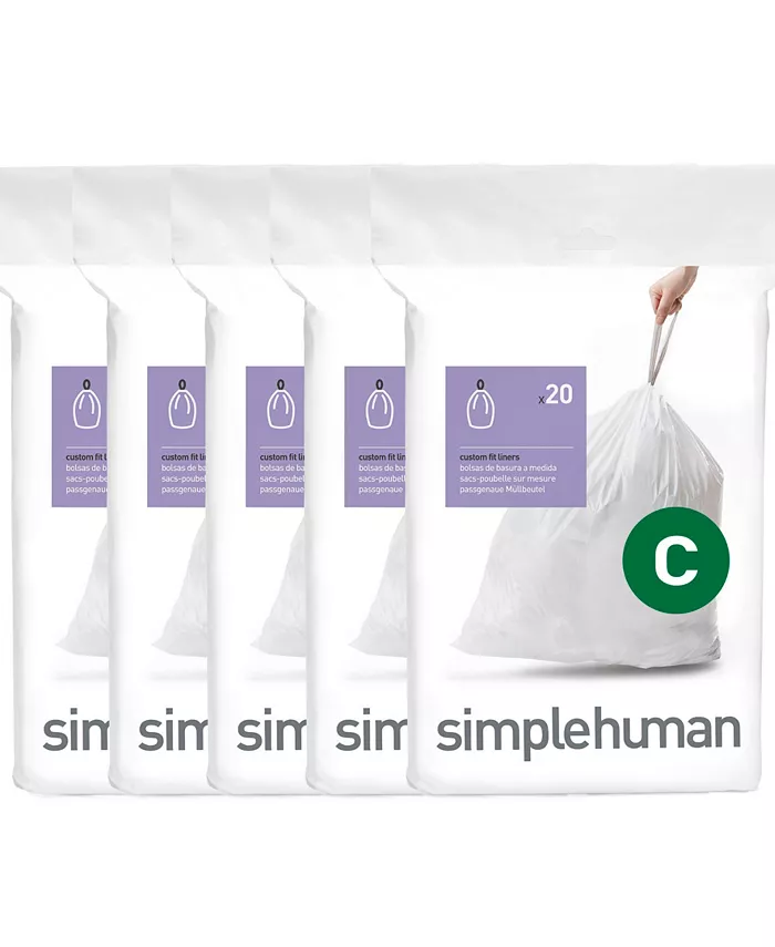 simplehuman Code C Custom Fit Liners， Pack of 100 - Intensery