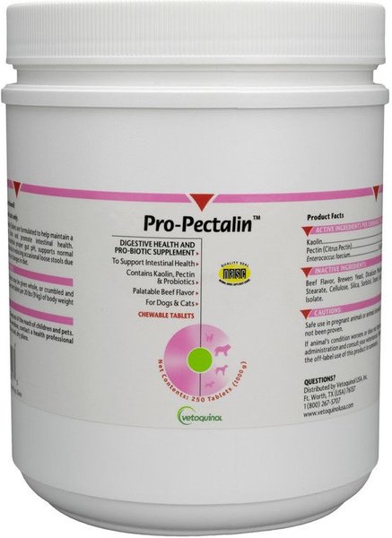 Vetoquinol Pro-Pectalin Diarrhea Supplement for Dogs and Cats， 250 count - Intensery