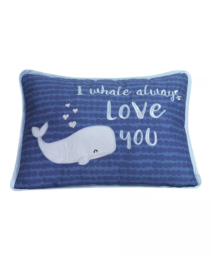 Lambs Ivy Oceania Blue I Whale Always Love You Nautical Ocean Theme Decorative Nursery Throw Pillow - Intensery