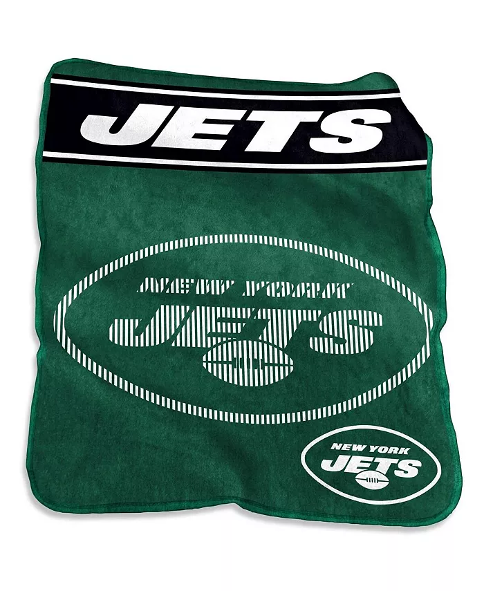 Logo Brands New York Jets 60'' x 80'' XL Raschel Plush Throw Blanket - Intensery