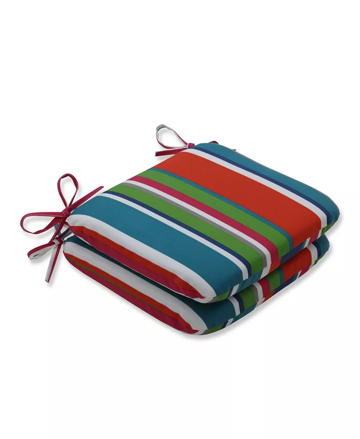 Pillow Perfect St. Lucia Stripe Rounded Corners Seat Cushion， Set of 2 - Intensery