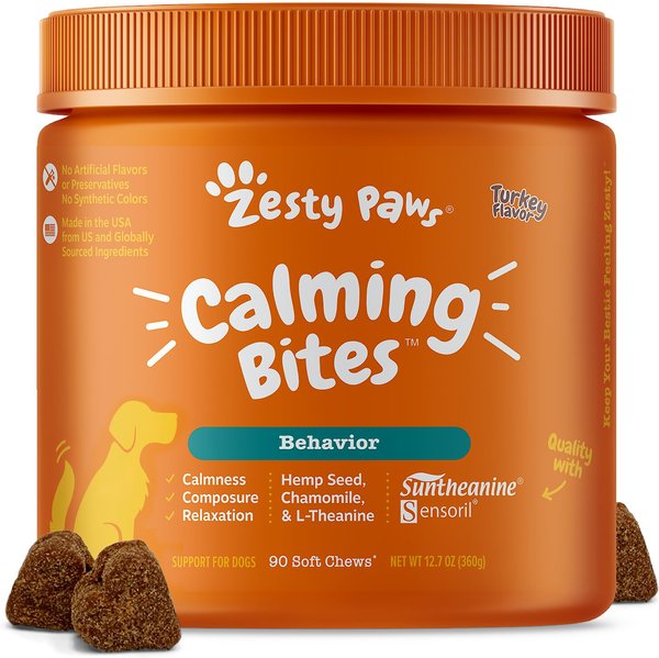 Zesty Paws Calming Bites Turkey Flavored Soft Chews Calming Supplement for Dogs - Intensery