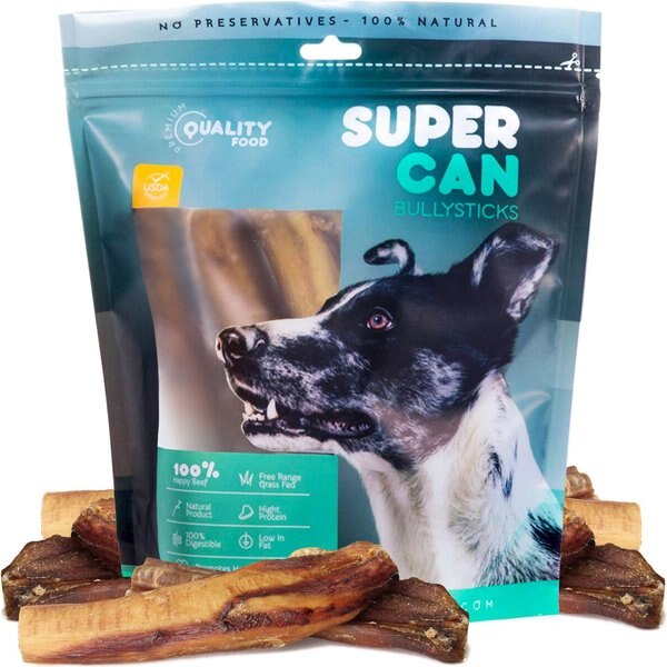 SuperCan Bully Sticks 6-in Mega Monster Bully Sticks Dog Treats， 5 count - Intensery