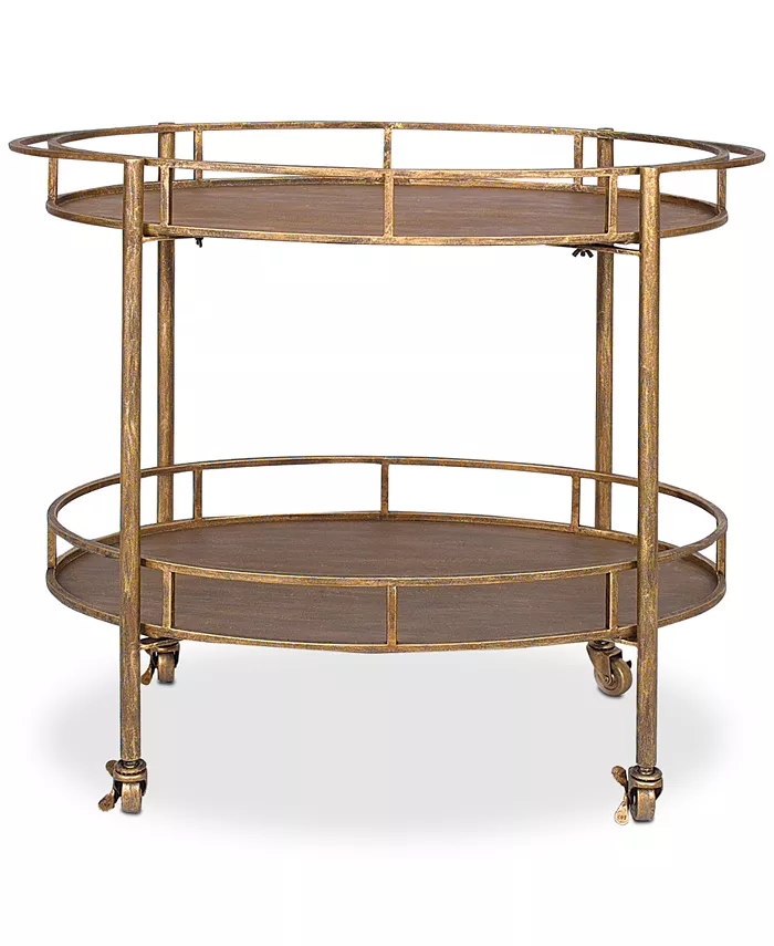 3R Studio  Metal Oval 2-Tier Bar Cart on Casters - Intensery