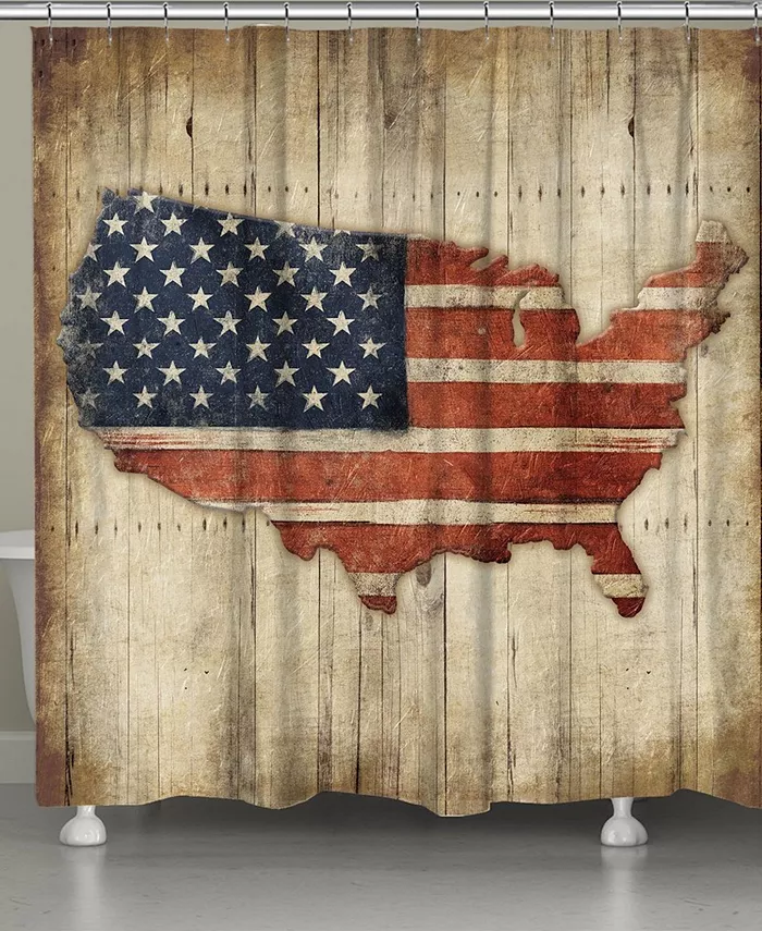 Laural Home Wooden Flag Shower Curtain - Intensery