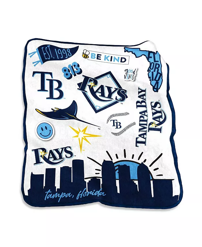 Logo Brands Tampa Bay Rays 50'' x 60'' Native Raschel Plush Throw Blanket - Intensery
