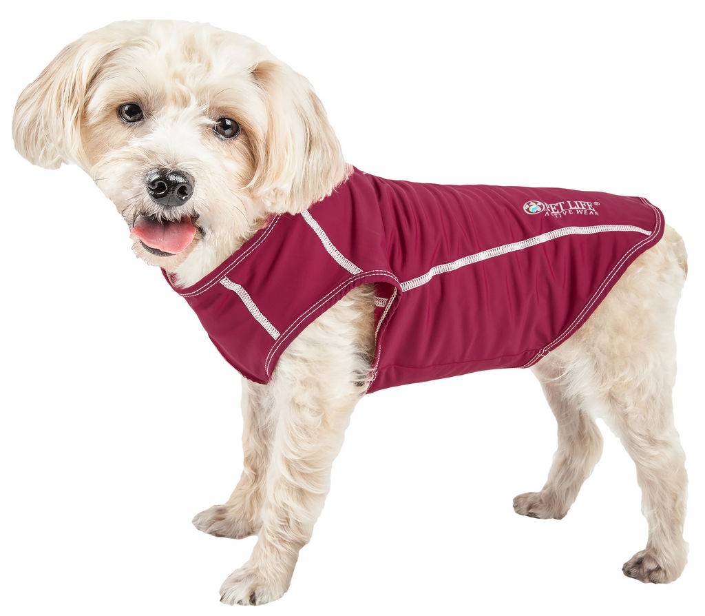 Pet Life Active 'Racerbark' 4-Way Stretch Performance Active Dog Tank Top T-Shirt in Maroon (X-small) - Pet Life TSHL2MRXS - Intensery