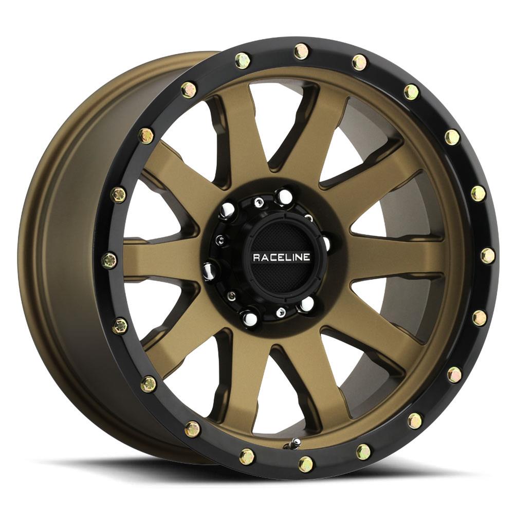 Raceline Wheels 934BZ-79081-12 Raceline Wheels 934BZ Clutch Bronze with Satin Black Simulated Beadlock Wheels - Intensery