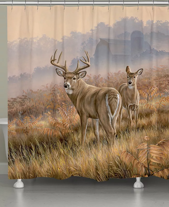 Laural Home Deer in Lifting Fog Shower Curtain - Intensery
