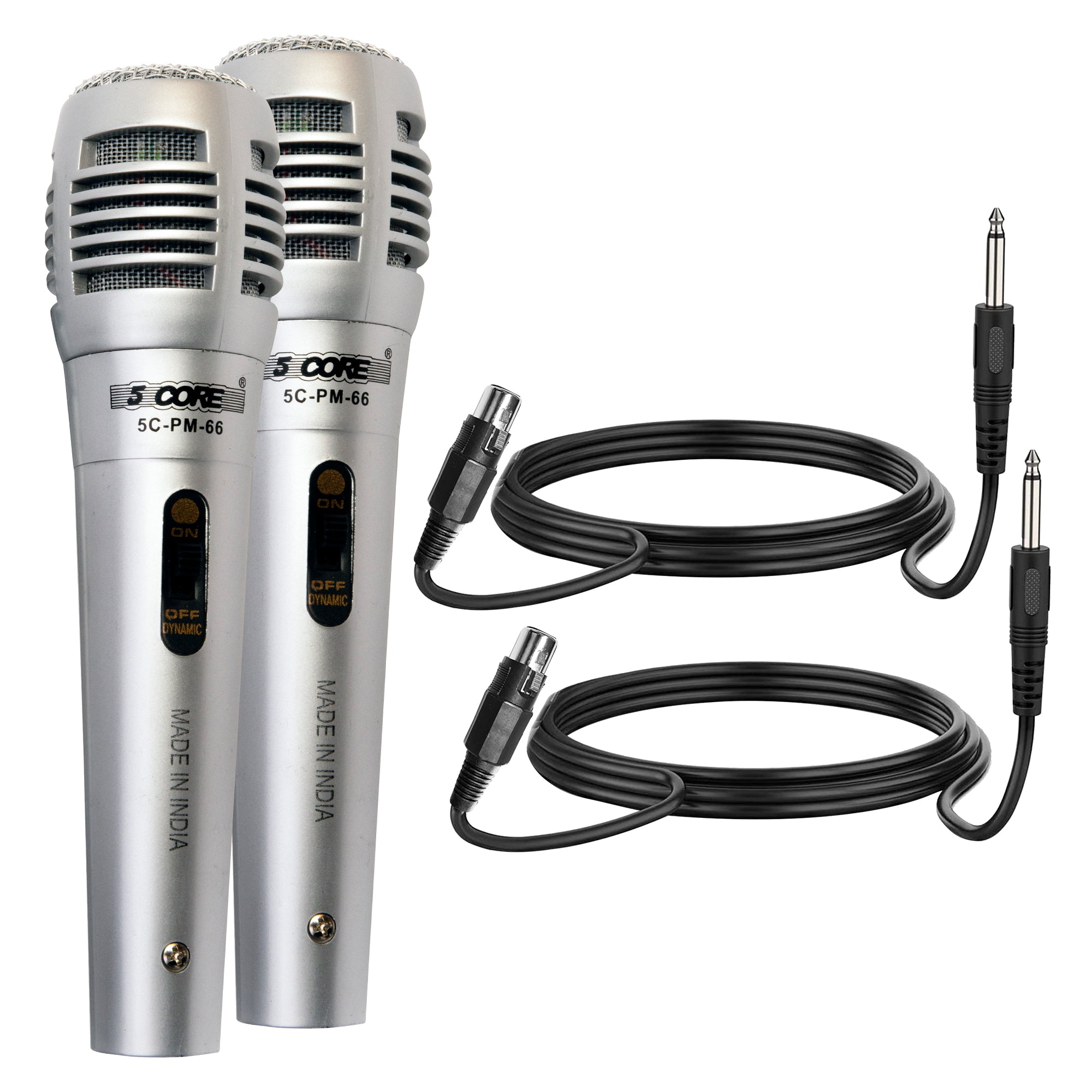 5Core 2 Pieces Dynamic Microphone XLR Audio Cardioid Mic Vocal Karaoke Singing PM-66K 1 Pair - Intensery