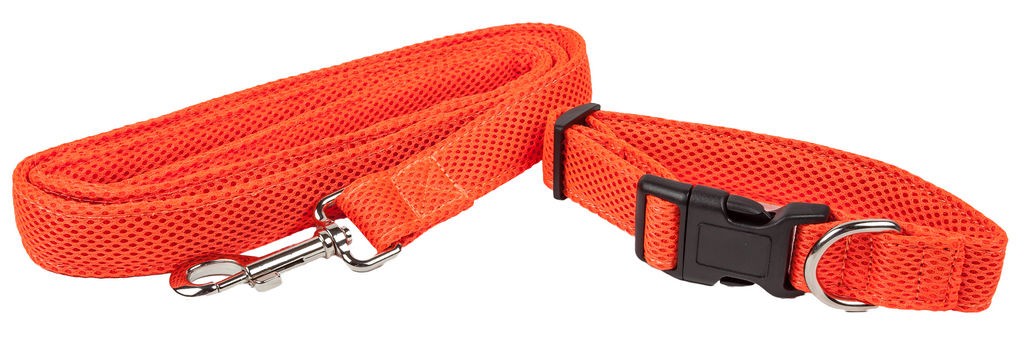 Pet Life 'Aero Mesh' 2-In-1 Dual Sided Comfortable And Breathable Adjustable Mesh Dog Leash-Collar in Orange (Small) - Pet Life CLSH14ORSM - Intensery