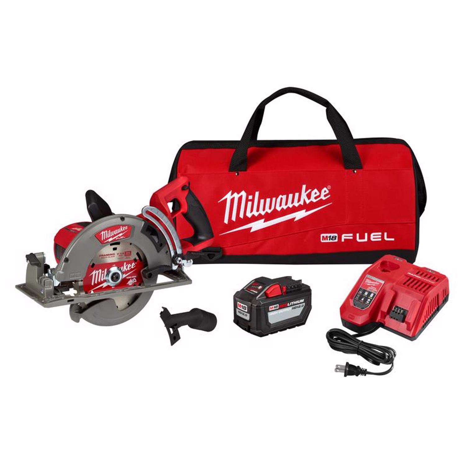 Milwaukee M18 FUEL 18 V 7-1/4 in. Cordless Brushless Rear Handle Circular Saw Kit (Battery \u0026 Charger - Intensery