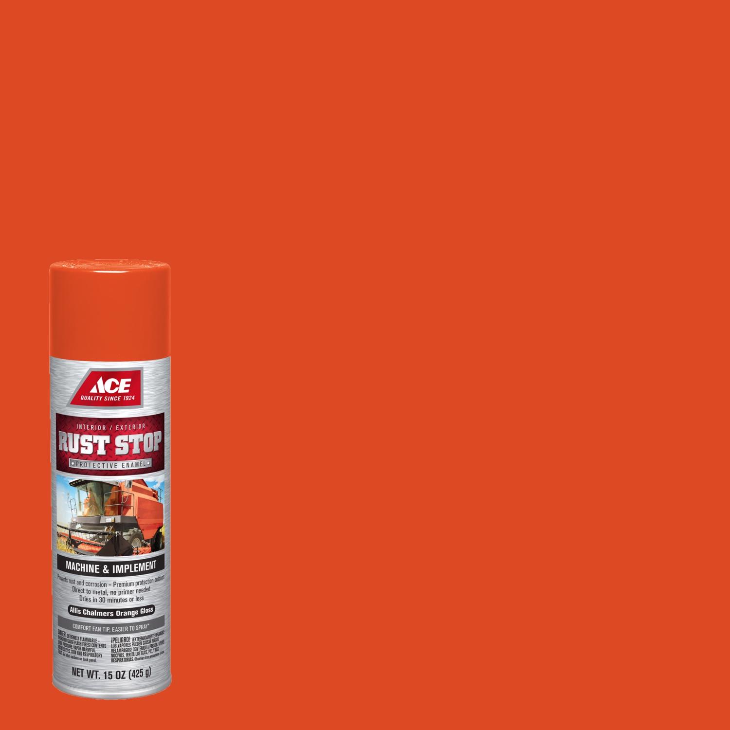 Ace Rust Stop Machine \u0026 Implement Gloss Allis Chalmers Orange Protective Enamel Spray Paint 15 oz - Intensery