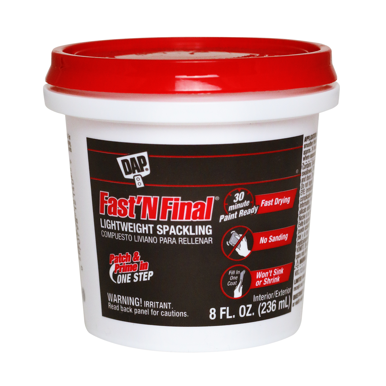 DAP Fast \u0027N Final Ready to Use White Lightweight Spackling Compound 8 oz - Intensery