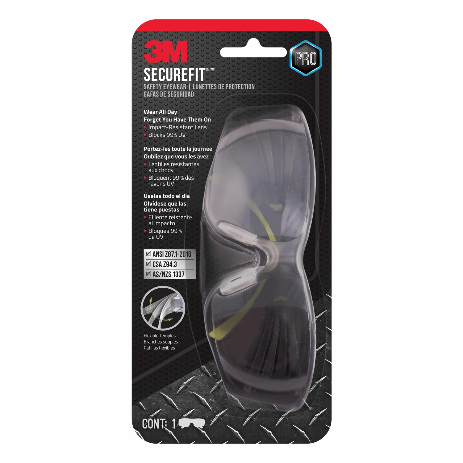 3M SecureFit Anti-Fog Safety Glasses Mirror Lens Black/Green Frame 1 pc - Intensery