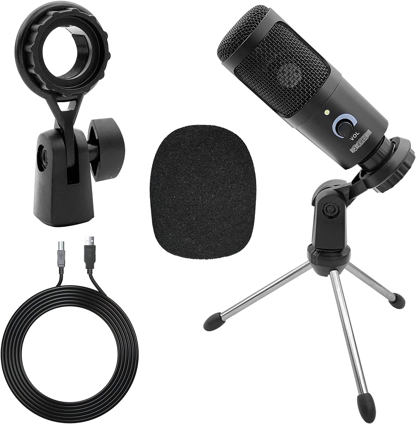 5Core Premium Pro Audio Condenser Recording Microphone Podcast Gaming Studio Mic RM BLK TRI - Intensery