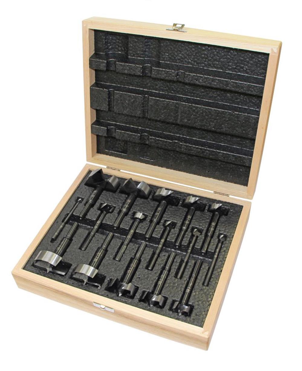 16-Piece Imperial Black Shark Forstner Bit Set With Wooden Box - Intensery
