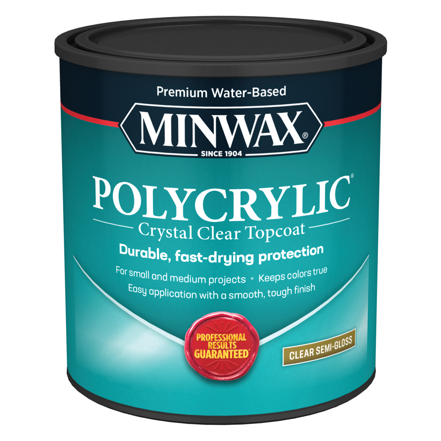 Minwax Polycrylic Semi-Gloss Crystal Clear Water-Based Polyurethane 1 qt - Intensery