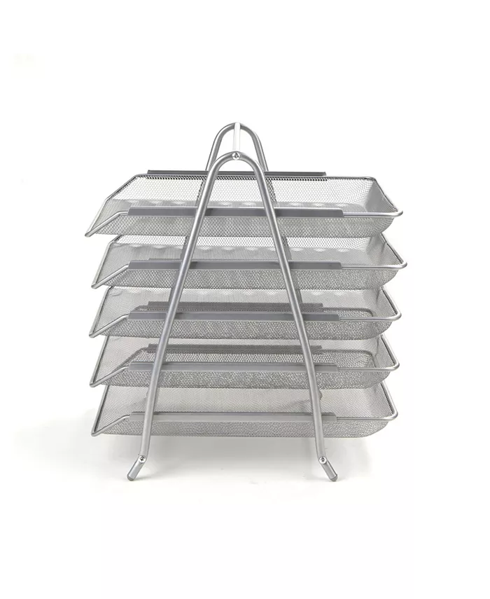 Mind Reader Desk Organizer with 5 Sliding Trays for Letters， Documents， Mail， Files， Paper - Intensery