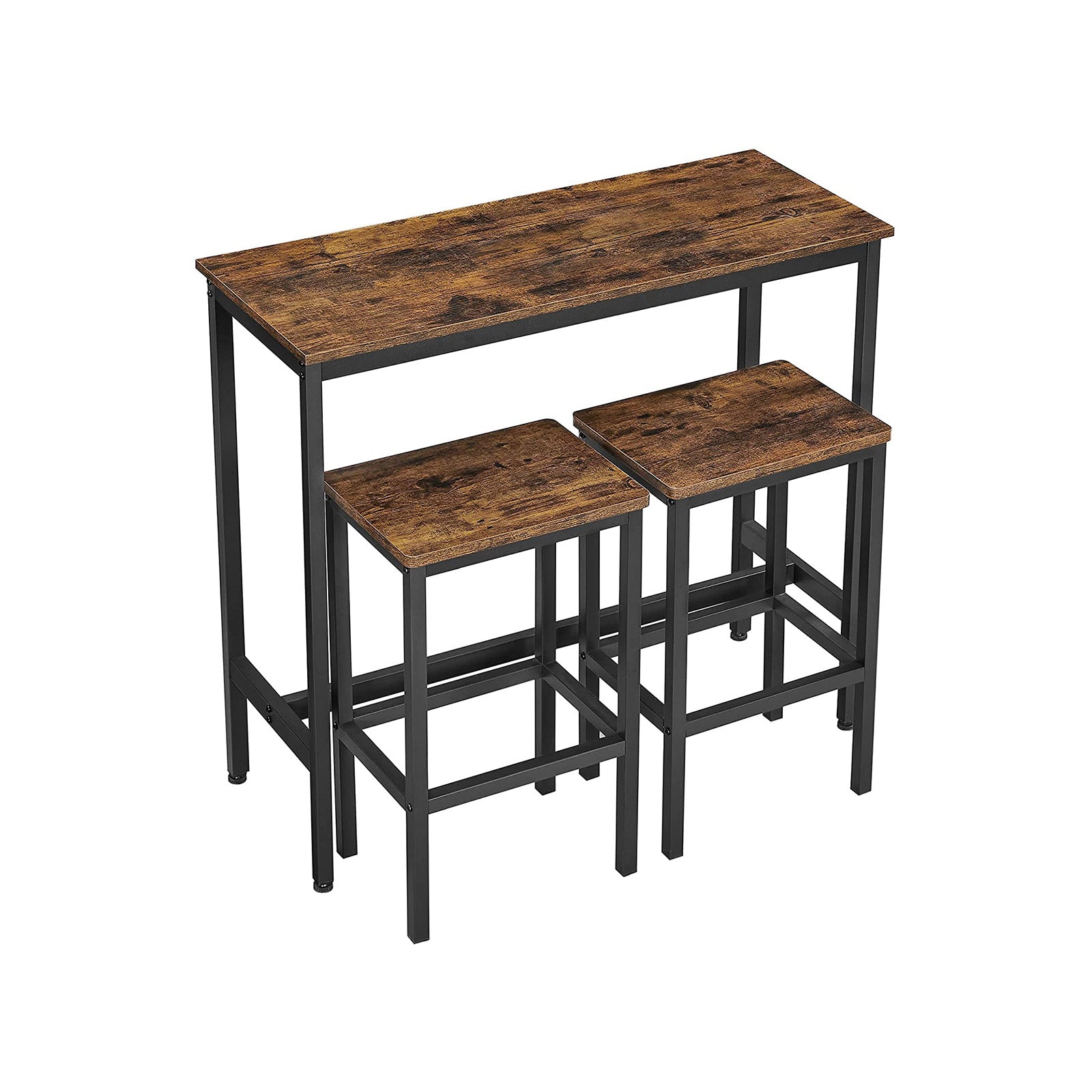 VASAGLE Industrial Brown Bar Table with 2 Stools - Intensery