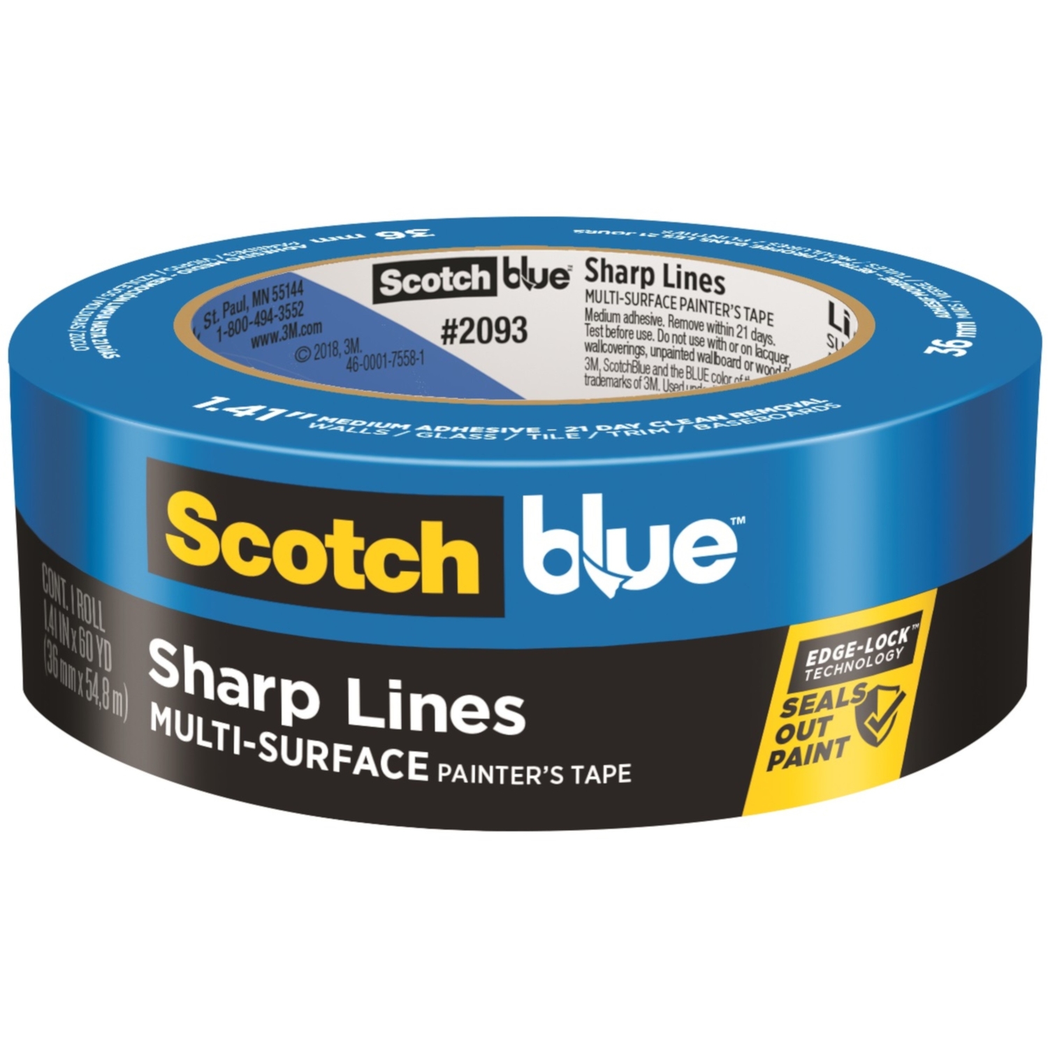 ScotchBlue 1.41 in. W X 60 yd L Blue Medium Strength Painter\u0027s Tape 1 pk - Intensery