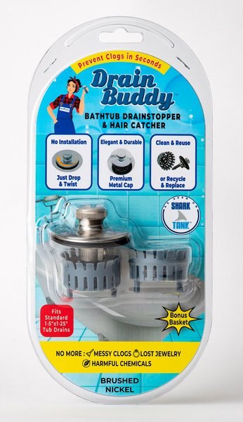 Drain Buddy Bathtub Drain Stopper and Replacement Basket， Brushed Nickel - Intensery