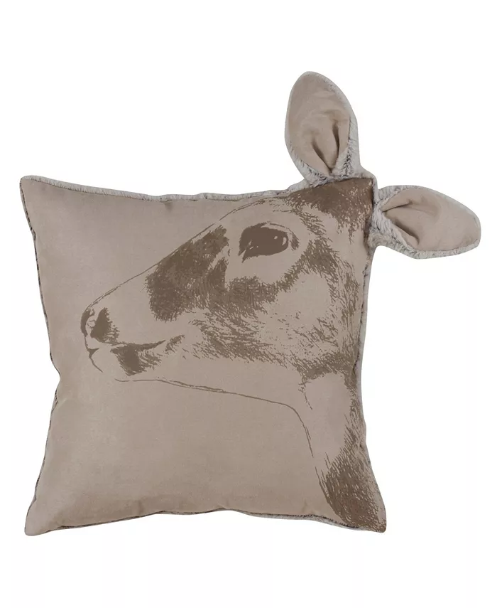 Saro Lifestyle Deer Head Throw Pillow， 18