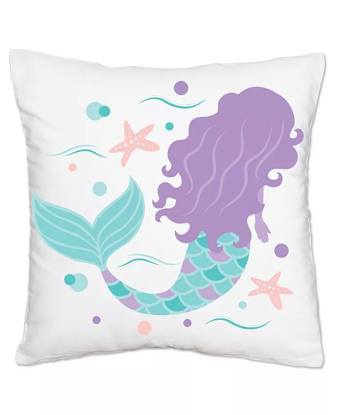 Big Dot of Happiness Let's Be Mermaids - Home Decorative Cushion Case - Throw Pillow Cover 16 x 16 In - Intensery