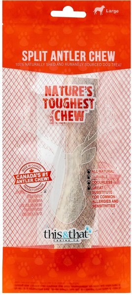 this and that Canine Company North Country Natural Shed Premium Split Elk Antler Chew Dog Treat， Large - Intensery