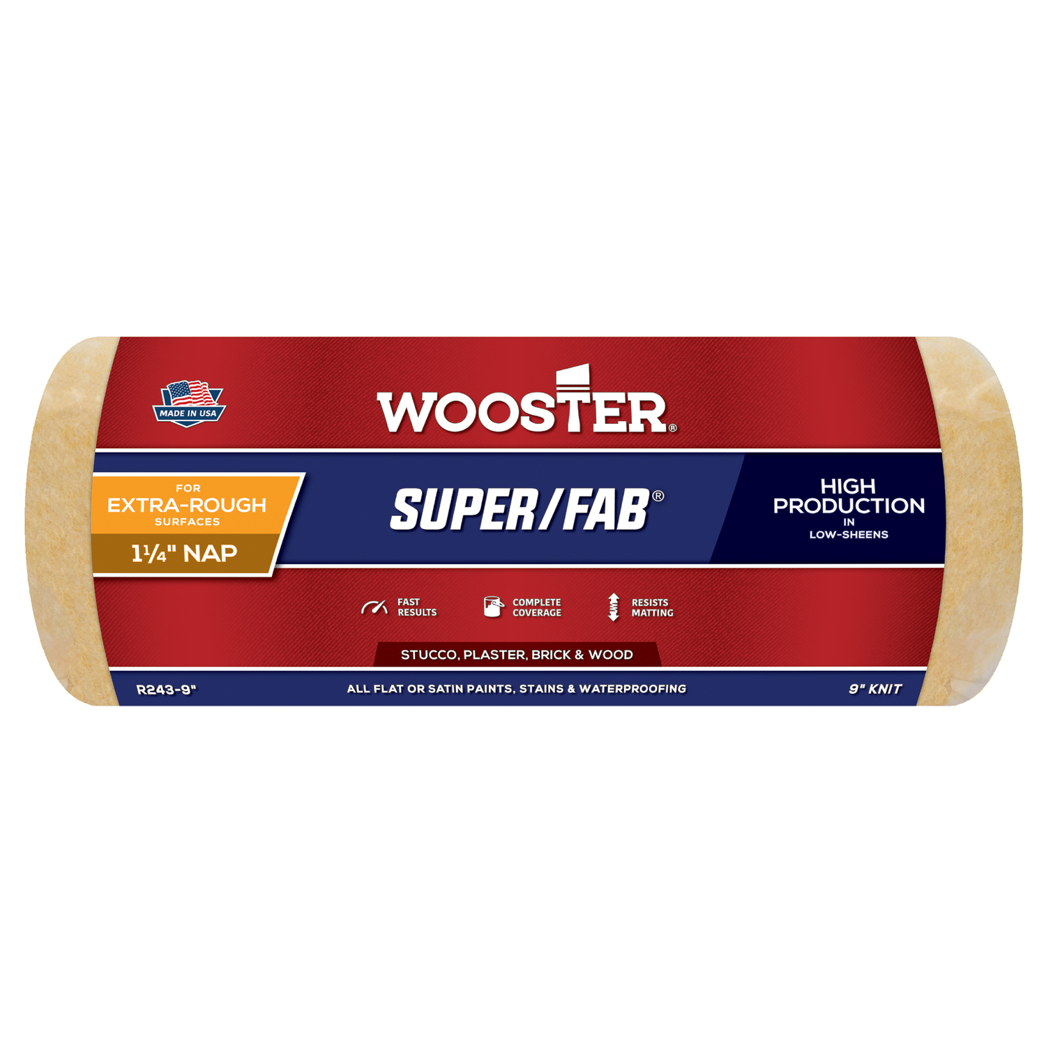 Wooster Super/Fab Knit 9 in. W X 1-1/4 in. Regular Paint Roller Cover 1 pk - Intensery