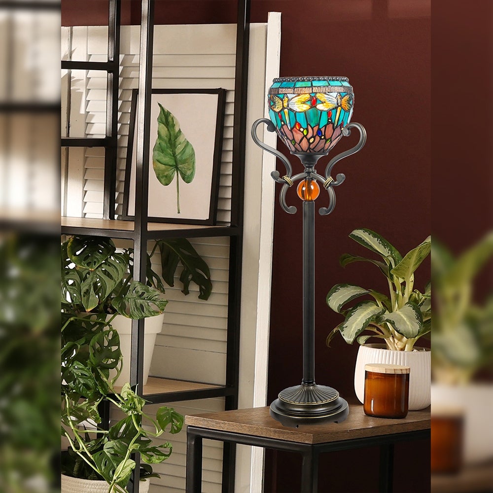 Briar Dragonfly Blue Tiffany Buffet Lamp - Intensery