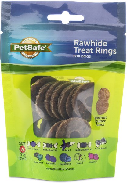 PetSafe Busy Buddy Natural Rawhide Peanut Butter Rings Dog Treats， Size A - Intensery
