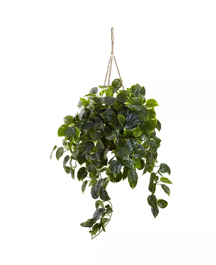 Nearly Natural Pothos UV-Resistant Indoor Outdoor Artificial Plant Hanging Basket - Intensery