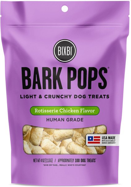 BIXBI Bark Pops Rotisserie Chicken Flavor Light and Crunchy Dog Treats - Intensery