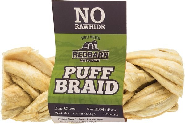 Redbarn Puff Braid Beef Esophagus Small/Medium Dog Treat - Intensery