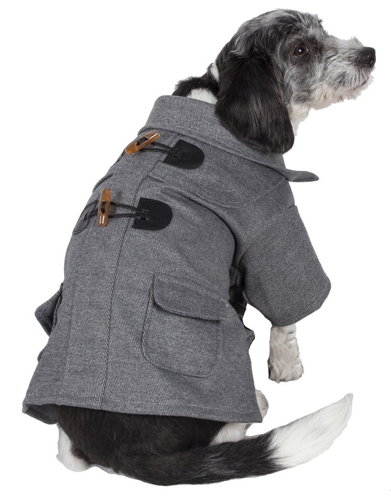 Pet Life Military Static Rivited Fashion Collared Wool Pet Coat in Grey (X-Small) - Pet Life 25GYXS - Intensery