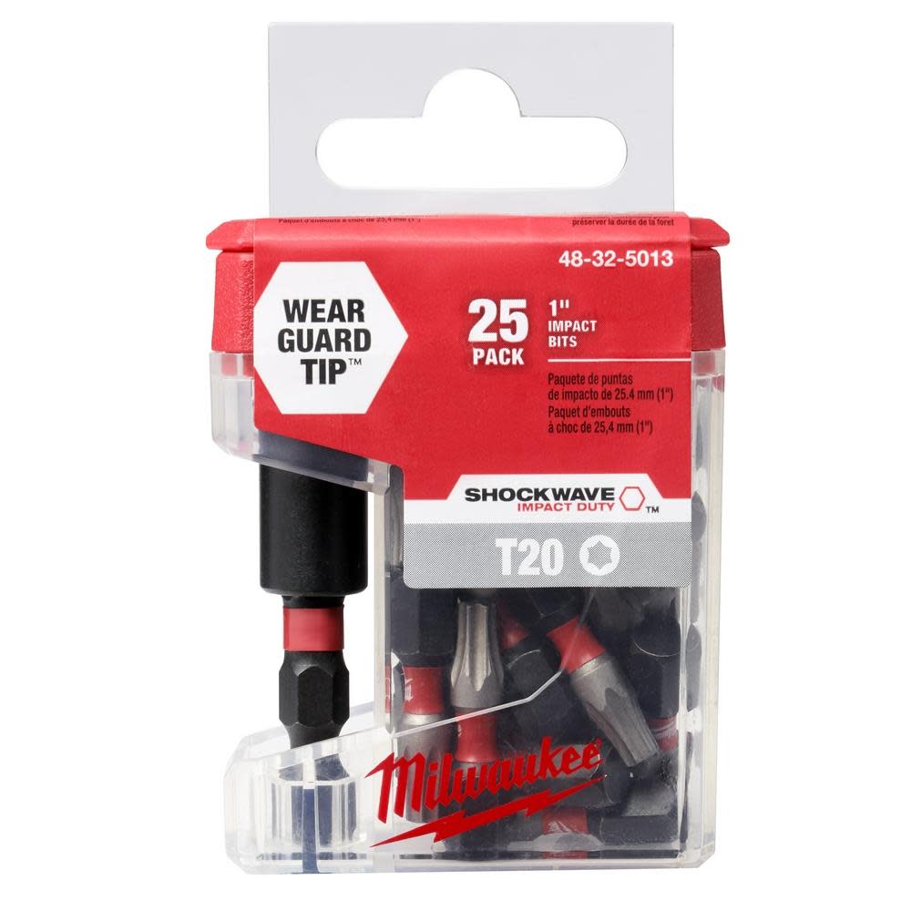 Milwaukee SHOCKWAVE Impact T20 Insert Bits with Bit Holder 25PK 48-32-5013 from Milwaukee - Intensery